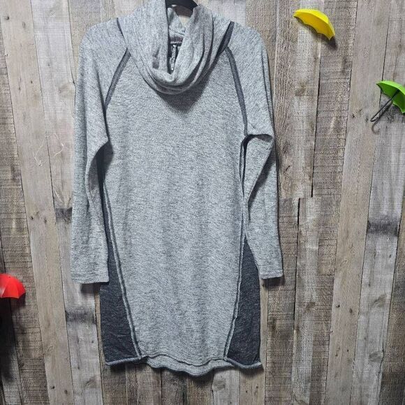 Kuhl Nova Shift Sweater Dress Women Grey  Knit Long Sleeve Pullover Funnel Neck - Picture 2 of 5